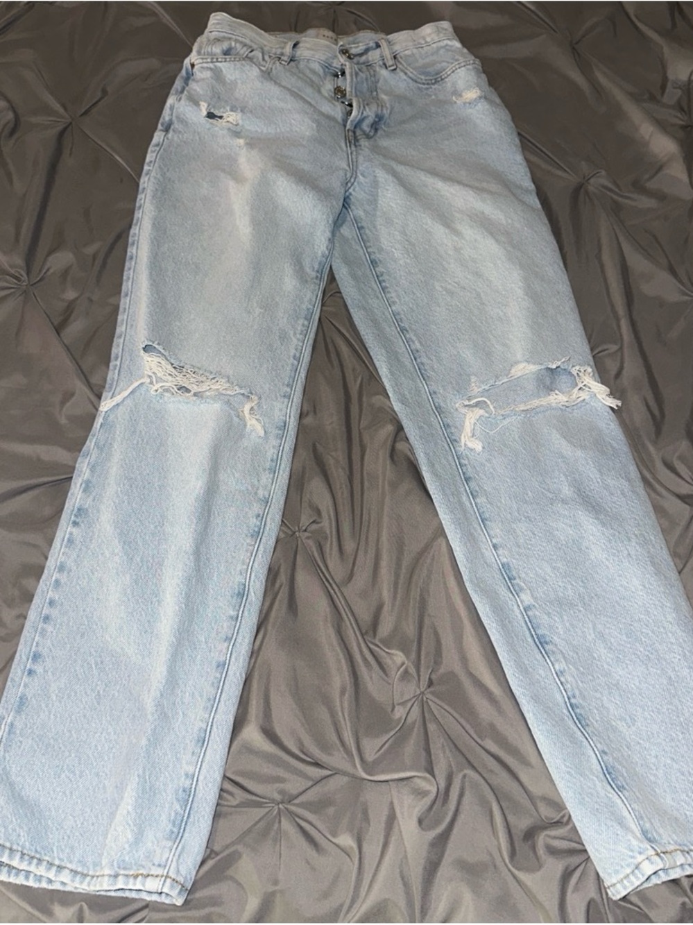 PacSun Light Blue Distressed Straight Leg Jeans
